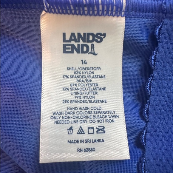 NWT LANDS END' UPF 50 Tummy Control‎ One Shoulder One-Piece Swimsuit 14 - Picture 11 of 12